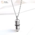 Pill Capsule Removable Perfume Bottle Titanium Stainless Steel Necklace Urn