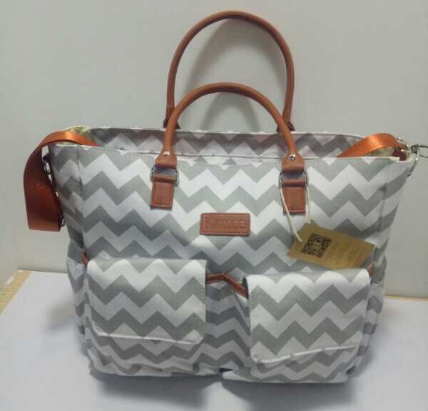 Canvas Polyester Cotton Mummy Diaper Bag With Adjustable Stroller Strap