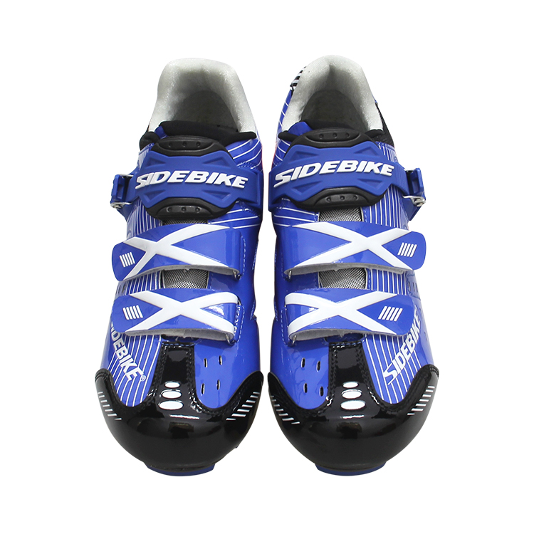 Auto Lock Blue Breathable Cycling Shoes Dirt Resistant Custom D-Iink Buckle