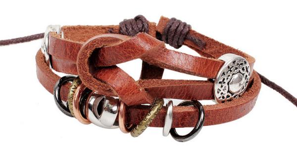 Buy cheap Medieval European and American retro palace beaded knotted leather bracelet wholesale from wholesalers
