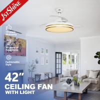 Buy cheap 42 Inch Smart Small Retractable LED Light Ceiling Fan Wifi Control For Bedroom product