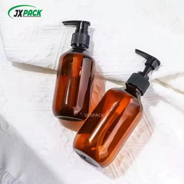 Refillable 200 300 480ml Empty Skincare Packaging Shampoo Bottle White Brown