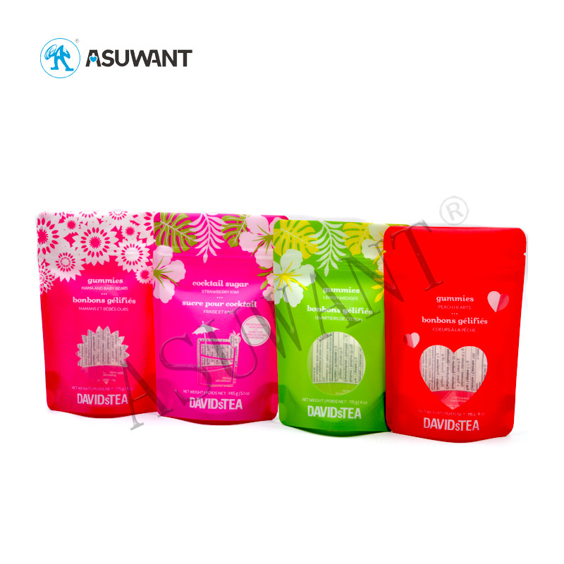 Snack Smell Proof Mylar Bags Recycling Transparent Window For Children