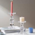 2 Sizes Glass Pillar Taper Candle Holders Centerpiece For Dining Table