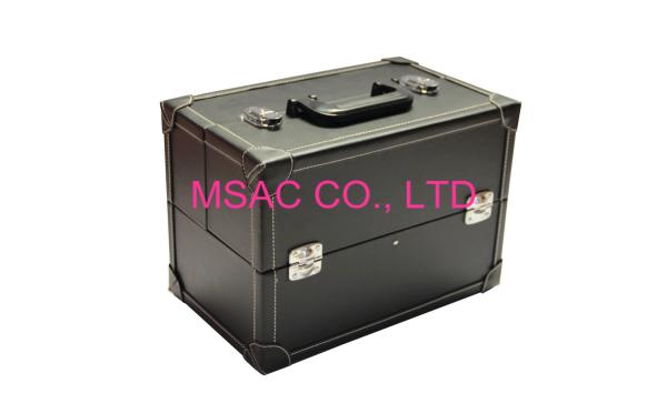 Buy cheap Pu Leather Pro Makeup Cosmetics Cases Pure Black from wholesalers