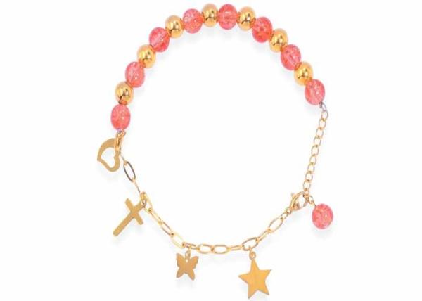 Buy cheap Freshwater pearl jewelry splicing chain strawberry crystal gravel bracelet DIY cross love bracelet female accessories from wholesalers