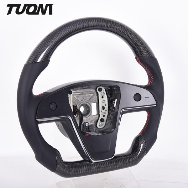 Flat Bottom Tesla Model S Steering Wheel Perforated Leather Carbon Fiber 2022