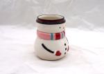 Covered Ceramic Christmas Coffee Mugs , Snowman Coffee Cups With Cap Lid / Scarf