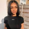 Buy cheap Front Lace Wigs Human Hair Straight Short Real Human Hair Wigs No Shedding from wholesalers