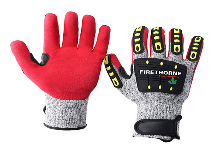 Industrial Impact Cut Proof Work Gloves TPR Back Knitted Wrist Cuff