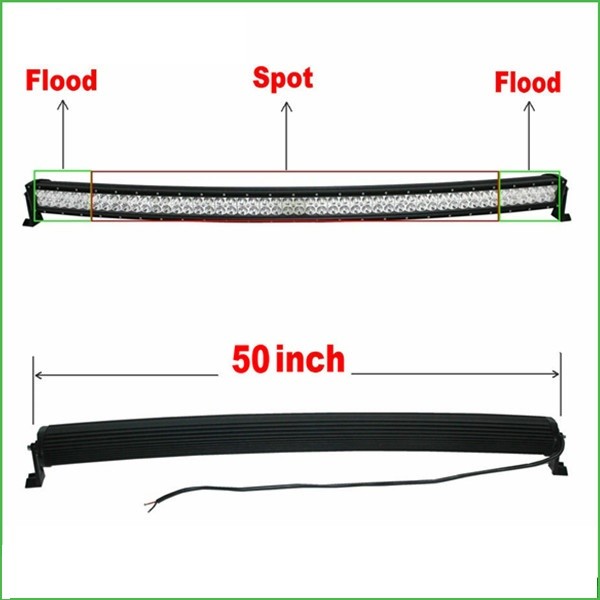 Super Slim Waterproof Curved 50 Inch 288W Offroad 12 Volt Led Light Bar With Diecast Aluminum Housing