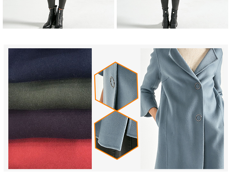 Fashion Long Section Wool Cashmere Coat Womens Light Blue Color For Winter