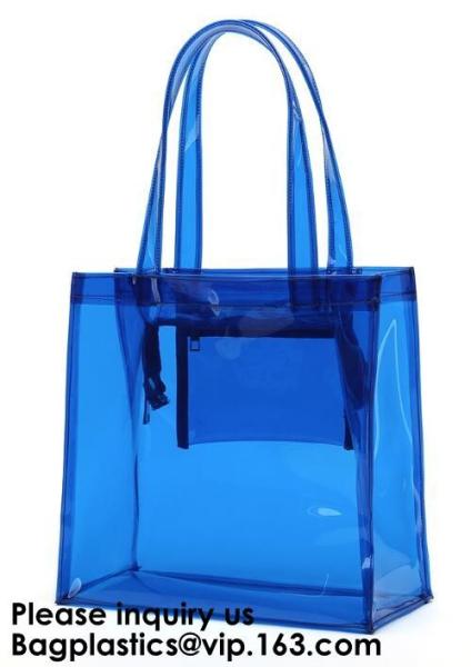Beach Bag Clear PVC Bag Tote With Inner Pocket And Zipper Closure,PVC Bag Beach