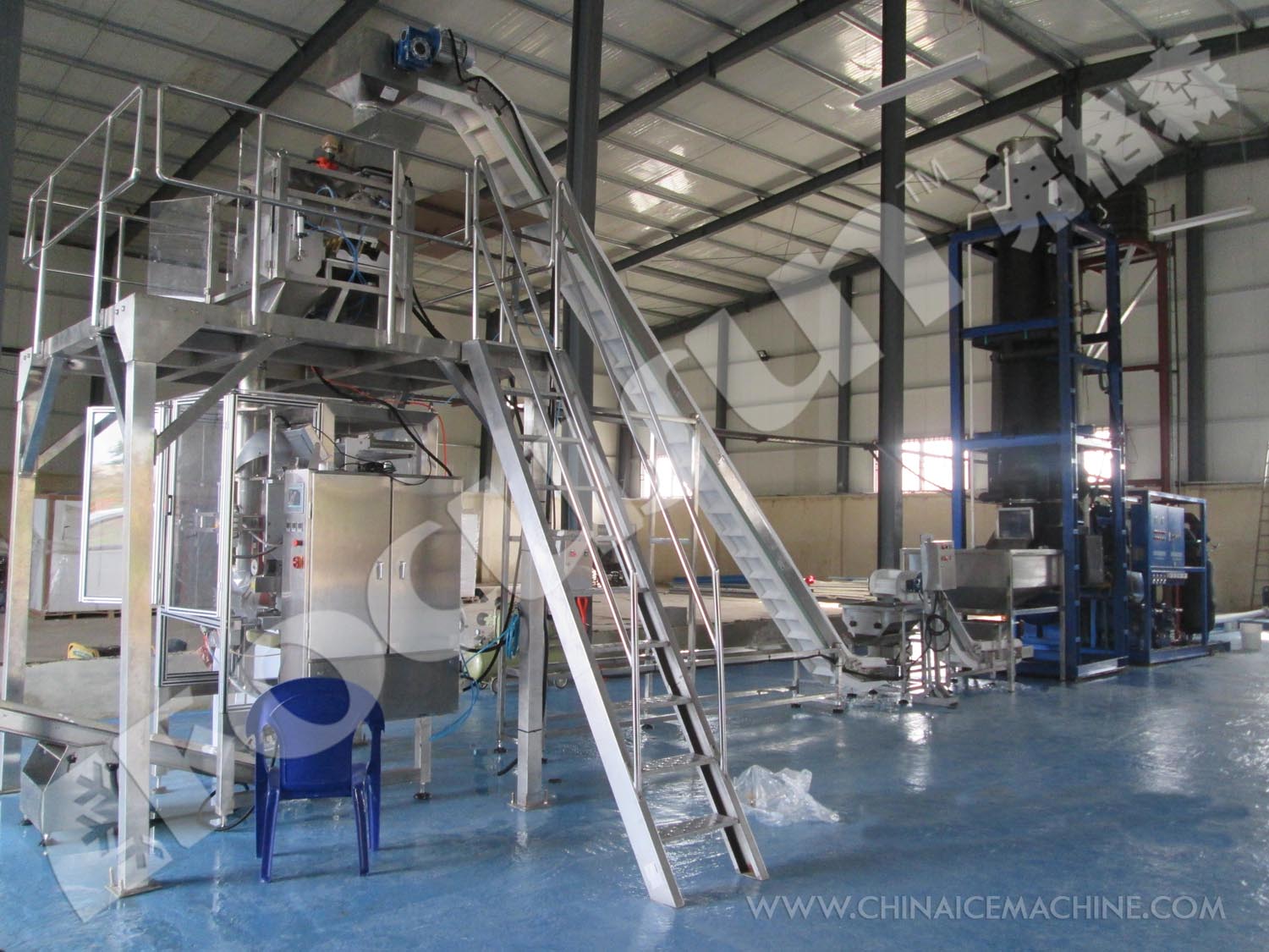 Stainless Steel 304 Ice Packing Machine for Tube Ice and Ice Cubes at 3000kg/hr Capacity