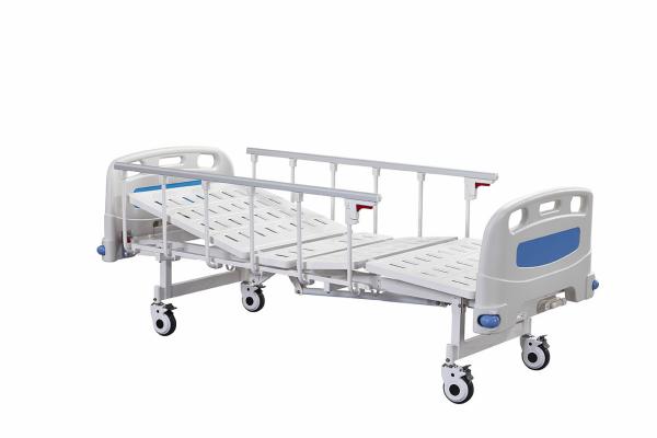 Buy cheap Metal Double Rocker Manual Hospital Bed White And Blue from wholesalers