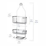 Non-slip Stylish Silver Shower Caddy Shower Storage Rack Basket with Hooks for
