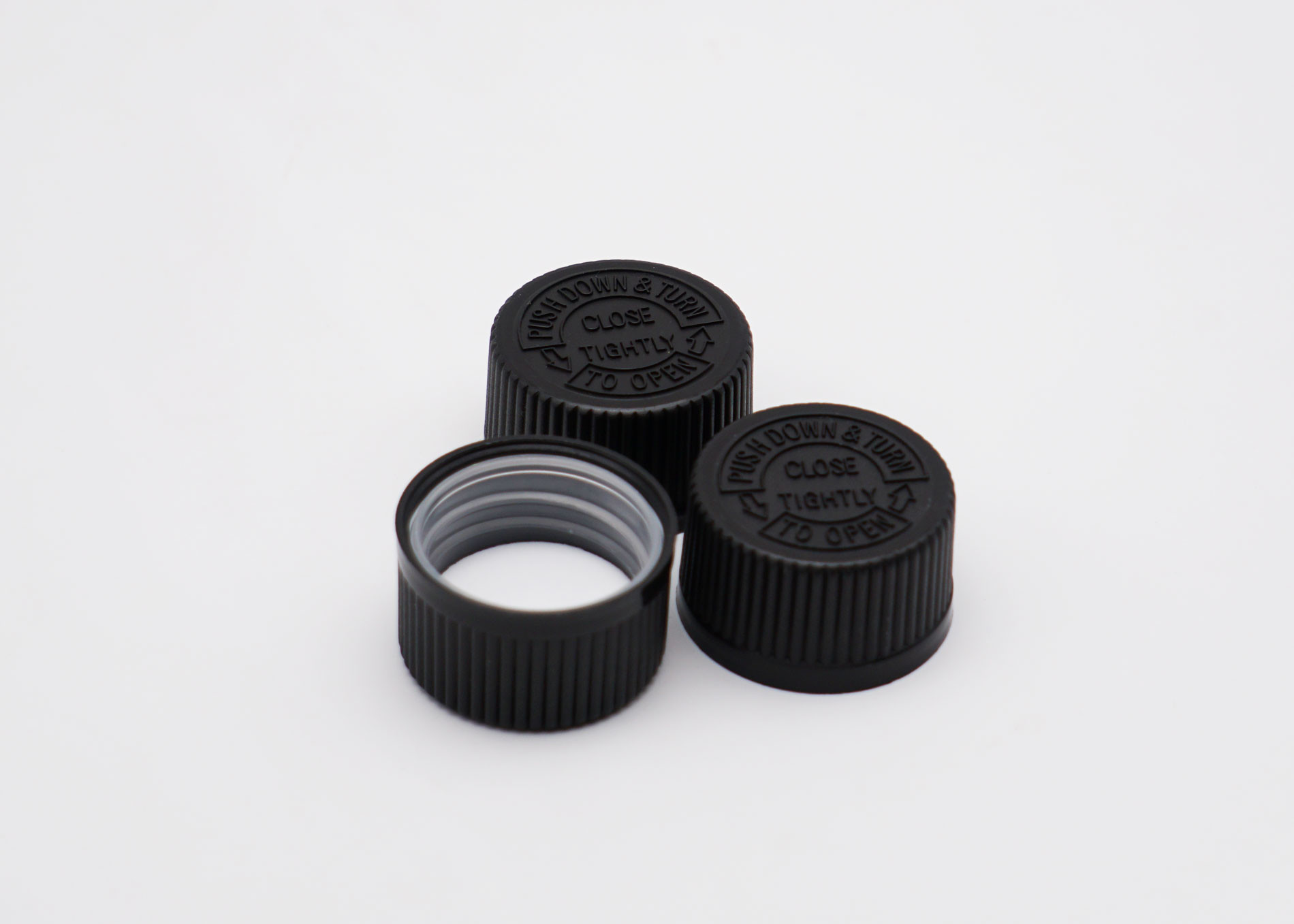 Plastic Screw CRC Child Proof Cap 18mm Ribbed For Bottles