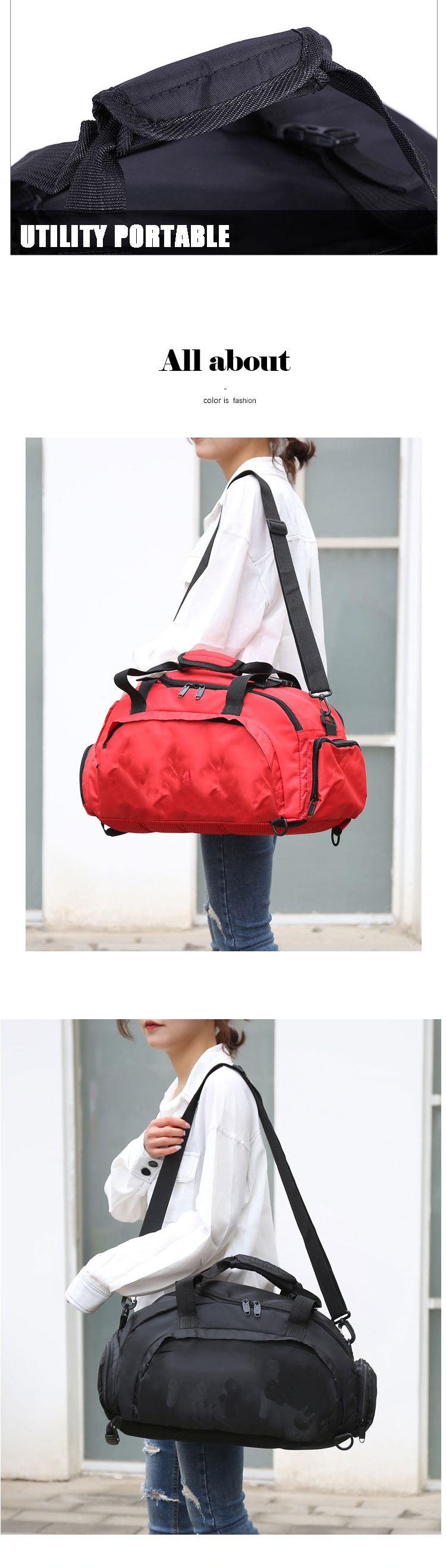 Large Capacity Waterproof Gym Duffle Bags Sports Fitness Bag With Shoes Compartment