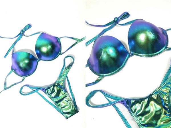 Buy cheap Turquiose Women 's NPC IFBB Competition Bikini Suits Hologram Polyester Fabric from wholesalers