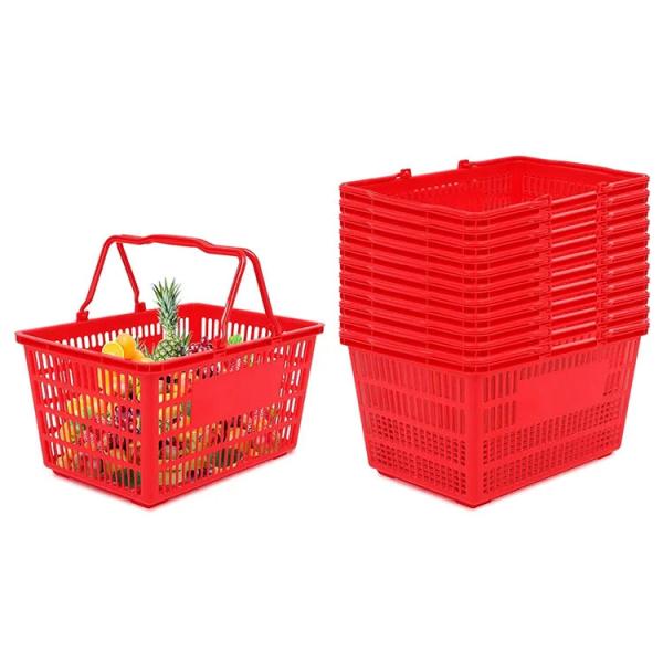 Buy cheap Plastic Red Supermarket Accessories Shopping Hand Basket Customzied from wholesalers