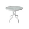 Buy cheap Steel Frame Round Glass Garden Table Fire Resistant CE Approved from wholesalers