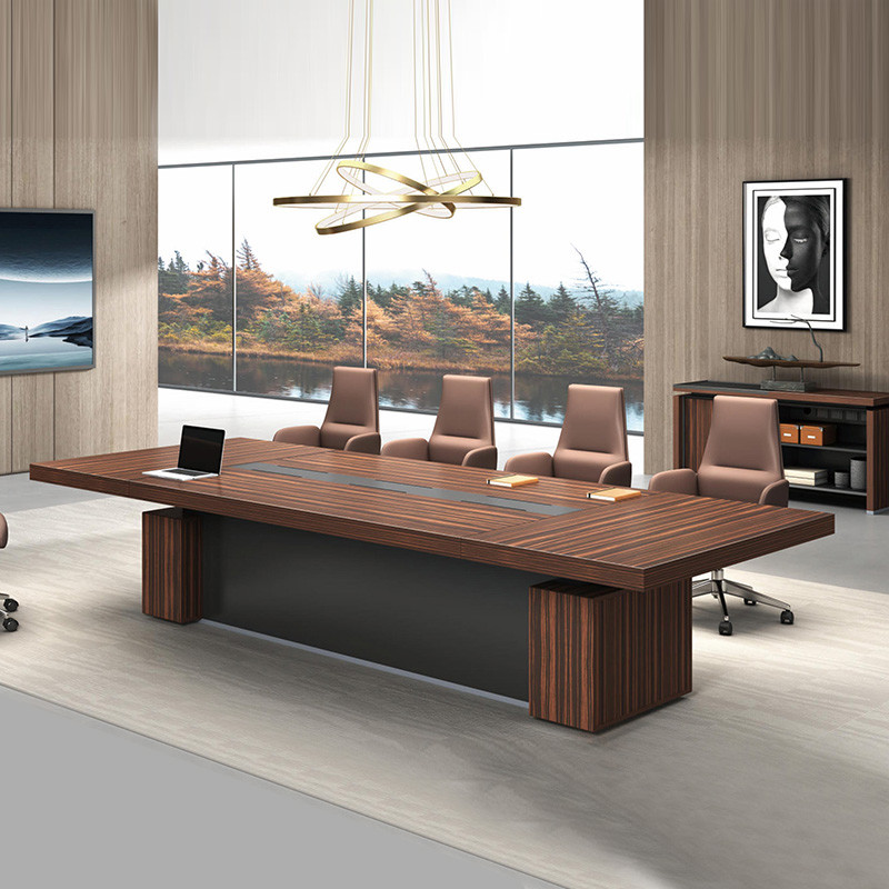 2.4M Wood Meeting Room table Rounded Triangle Boardroom Long Conference Tables