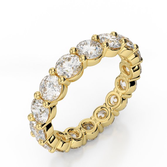 925 Sterling Silver Simply 18K Gold Vermeil Prong Setting Eternity Band Thin Women Rings