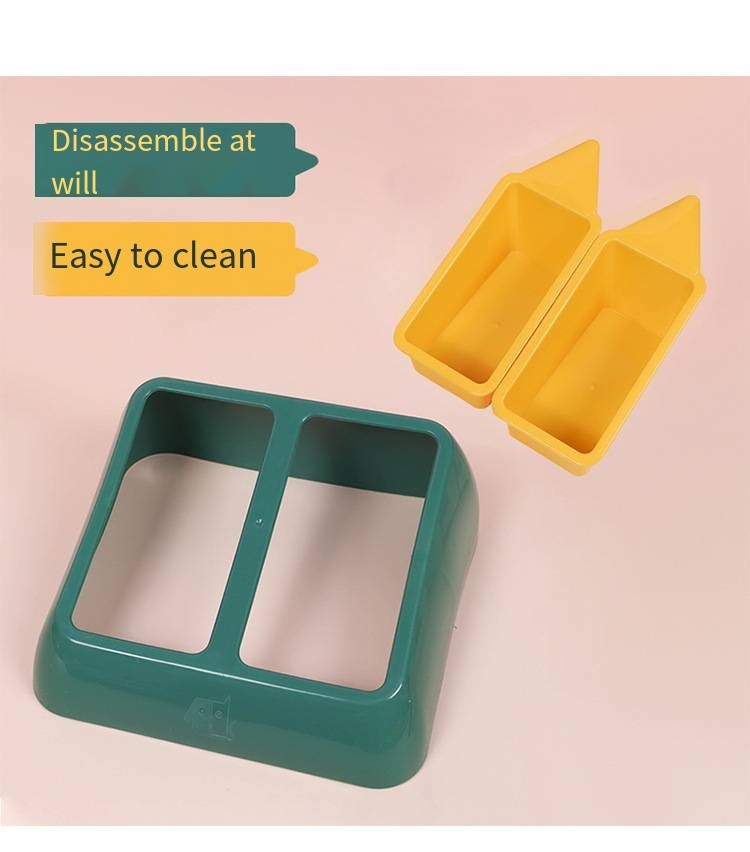 Pet Plastic Cat Bowls Multi-Functional Slanted Dog Food Feeder Bowl
