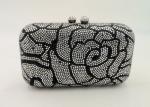 Flower Pattern Small Rhinestone Evening Bags Hard Case With Hot Fix Crystal