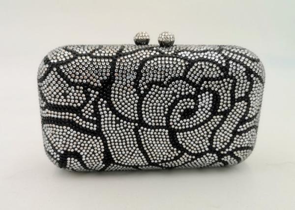 Buy cheap Flower Pattern Small Rhinestone Evening Bags Hard Case With Hot Fix Crystal from wholesalers