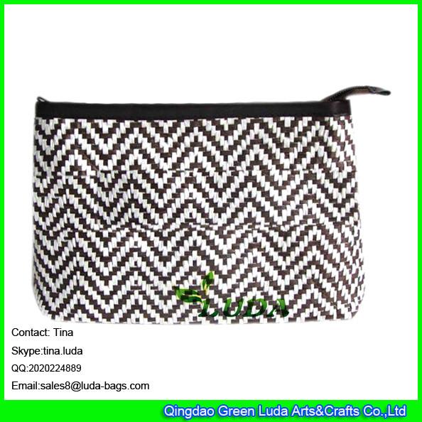 Buy cheap LUDA black chevron paper straw cool handbags zipper straw clutch handbags from wholesalers