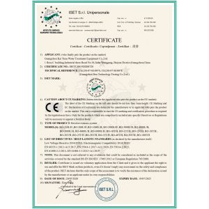 Guangzhou Kai Yuan Water Treatment Equipment Co., Ltd. Certifications