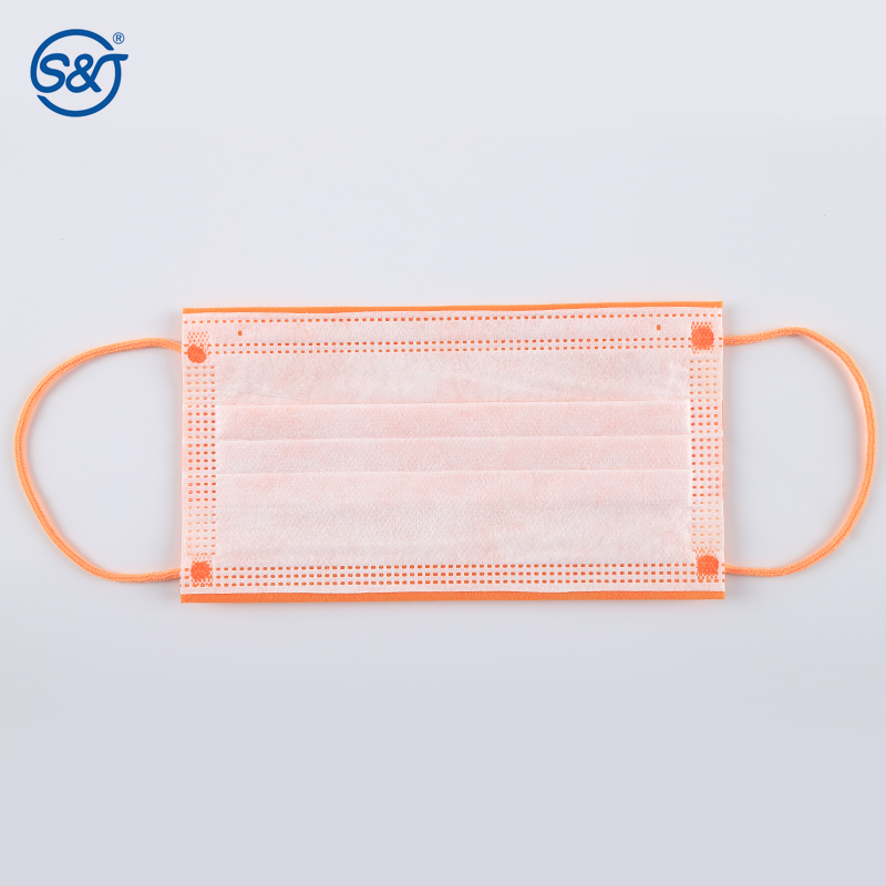 High saturation disposable orange non woven color 3 ply surgeon face mask
