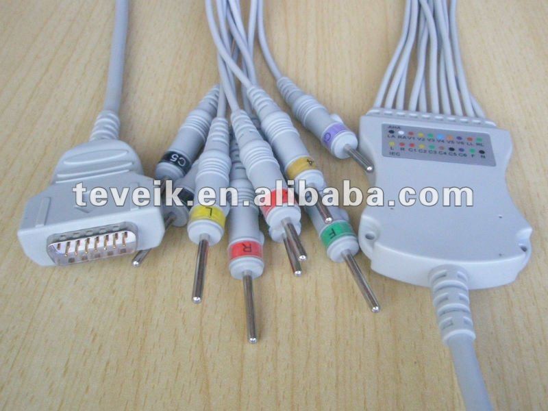GE Marquette EKG Cable with Integrated 10 leadwires for MicroSmart MAC 500 / 1100 MAC 1200 / 1200 ST