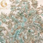 140Cm Width 3D Embroidery Lace Fabric With African Beaded 5 Yards