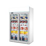 Top Mounted Commercial Glass Freezer With Automatic Drain Water Evaporating