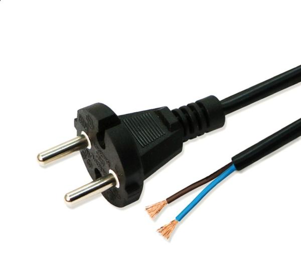 Buy cheap European standard 2pin black power cord with stripped end 0.5m-10m copper power cable from wholesalers