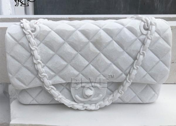 Buy cheap Famous Brand Bag Marble Sculpture White Natural Stone Handcarved Indoor Home Decor from wholesalers