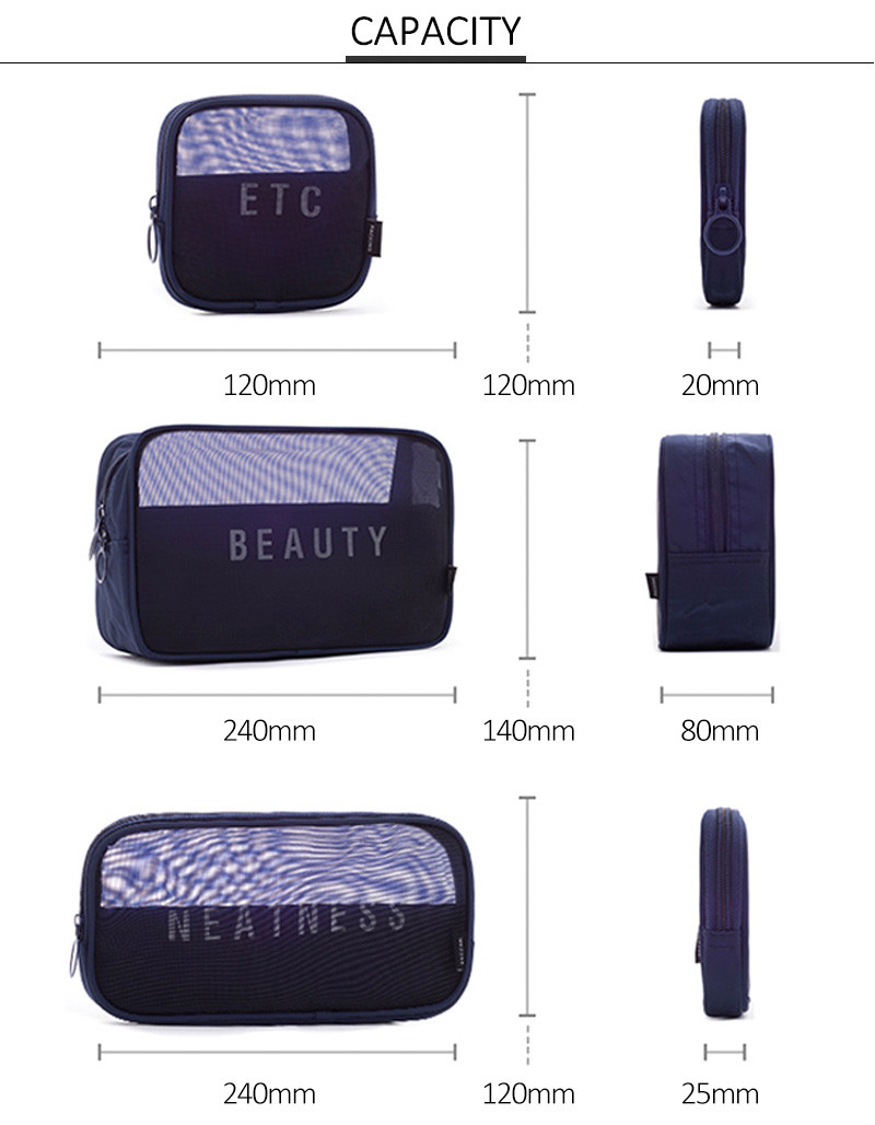 Portable Multi-Functional See Through Men Cosmetic Travel Bag Sets
