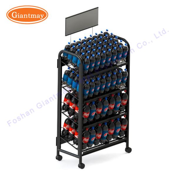 Buy cheap Showroom Wire Mesh Display Stand Beverage Soft Drink Metal Rack 4 Tiers from wholesalers