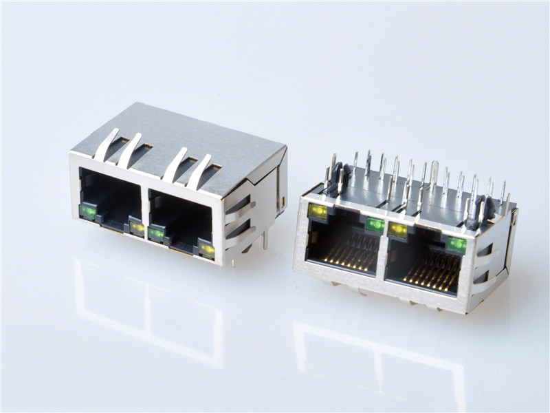 Industrial RJ45 jacks with Integrated Magnetics, with LEDs ，HULYN