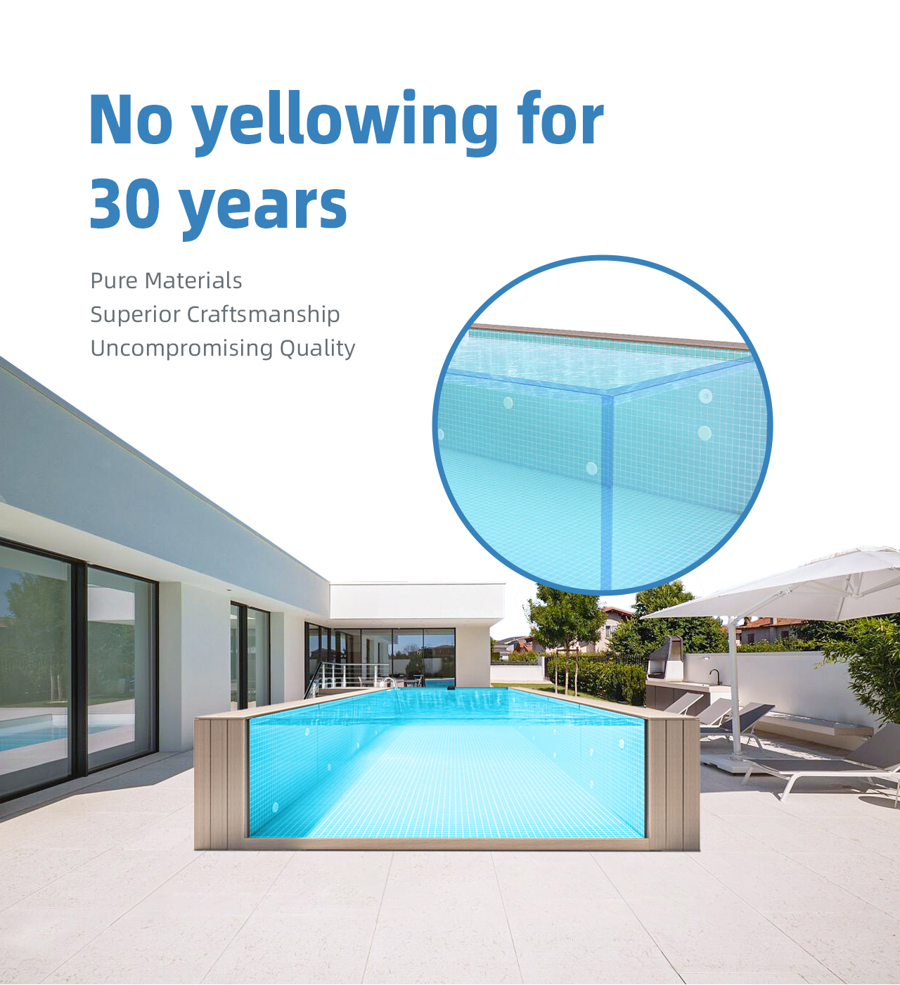 Rise Interior Fiberglass Portable Spa and Swimming Pool with Polymer Material Panels