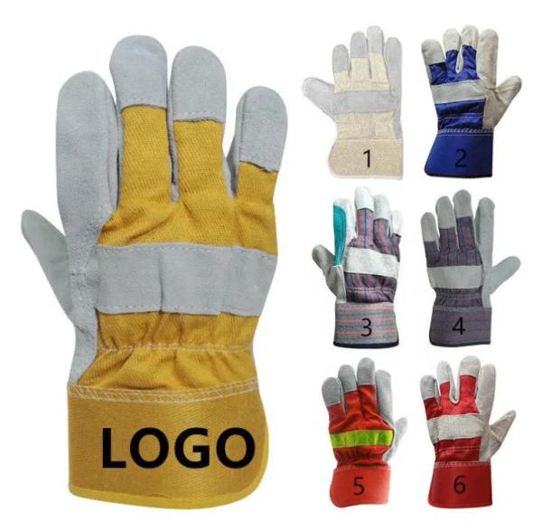 Buy cheap Short Stripe Back Safety Cuff Patched Palm Cow Grain Leather Welding Work Gloves For Welder from wholesalers