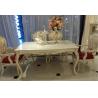 Buy cheap Six Seat Classic French Furniture White Dining Table Rose Carve Pattern Crooked Legs from wholesalers
