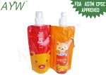 Glossy Finish Food Grade Liquid Spout Bags With Spout / Vivid Logo Printing
