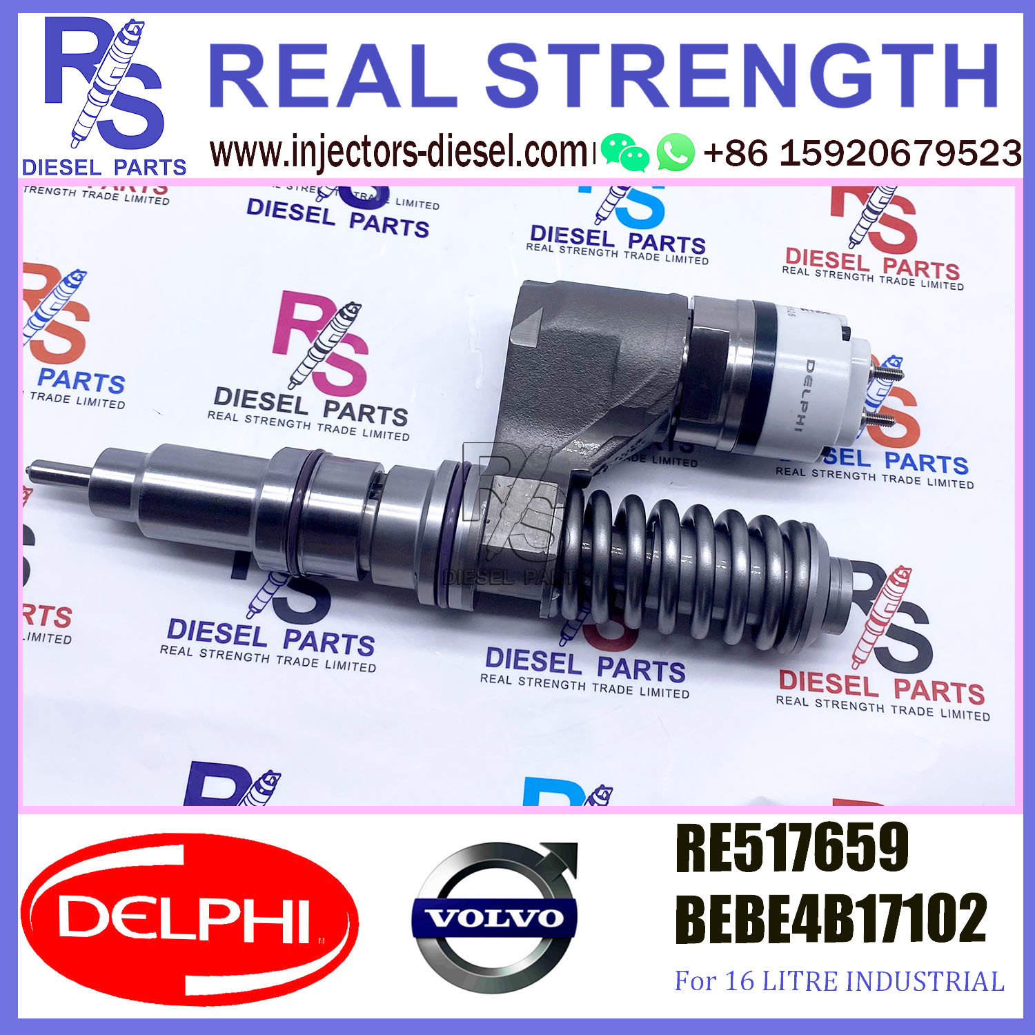 DELPHI injector RE517659 BEBE4C17102 Diesel pump Injector V-O-L-V BEBE4C17102 A3 for 6125 TIER 2 -OH - MID POWER