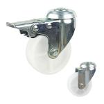 75x21mm Rotating Swivel Threaded Stem White PP Light Duty Casters Total Brake