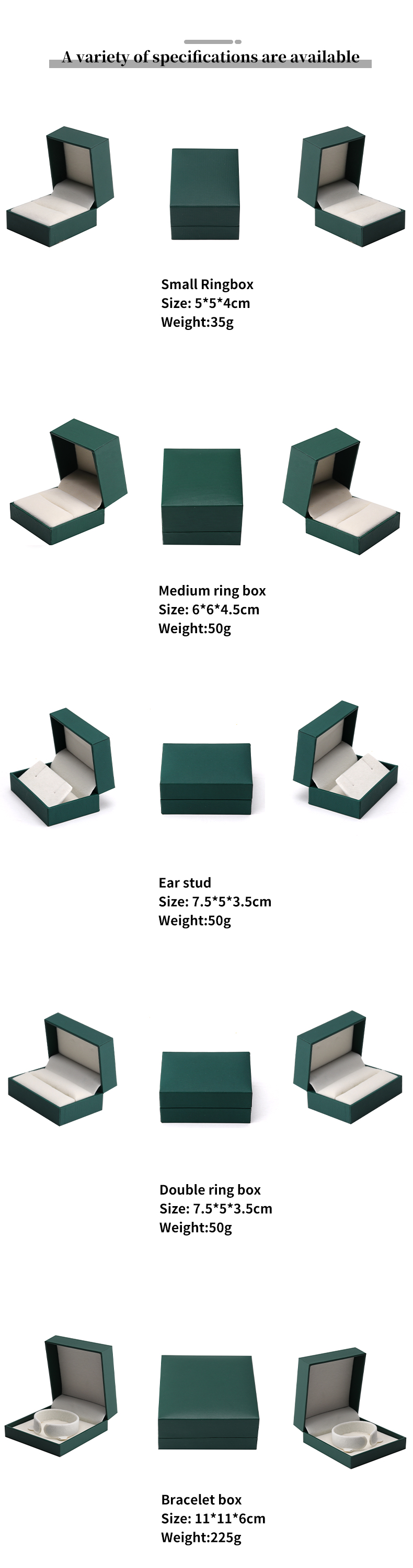 Luxury Green Jewelry Paper Box Earrings Necklace Pendant Ring Packaging Custom Logo