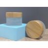 Buy cheap JiaZi Frosted Clear Glass Cosmetic Jar Wood Grain Lids 50g Bamboo Cream Jar from wholesalers