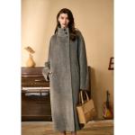 Winter Mongolian Cashmere Overcoat Luxury Ladies Long Alpaca Wool Trench Coat